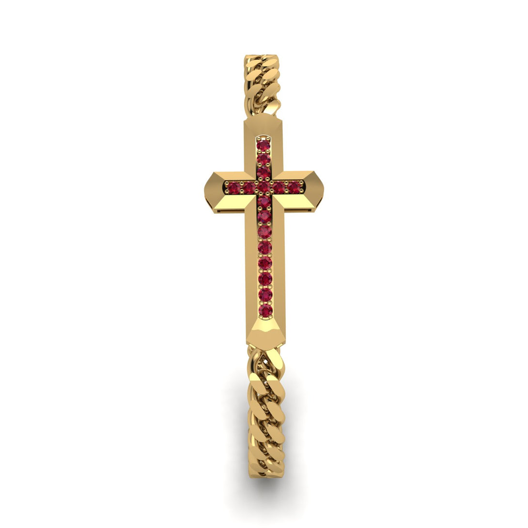 Ruby Cross Men Chain Bracelet - Nicholas No. 10