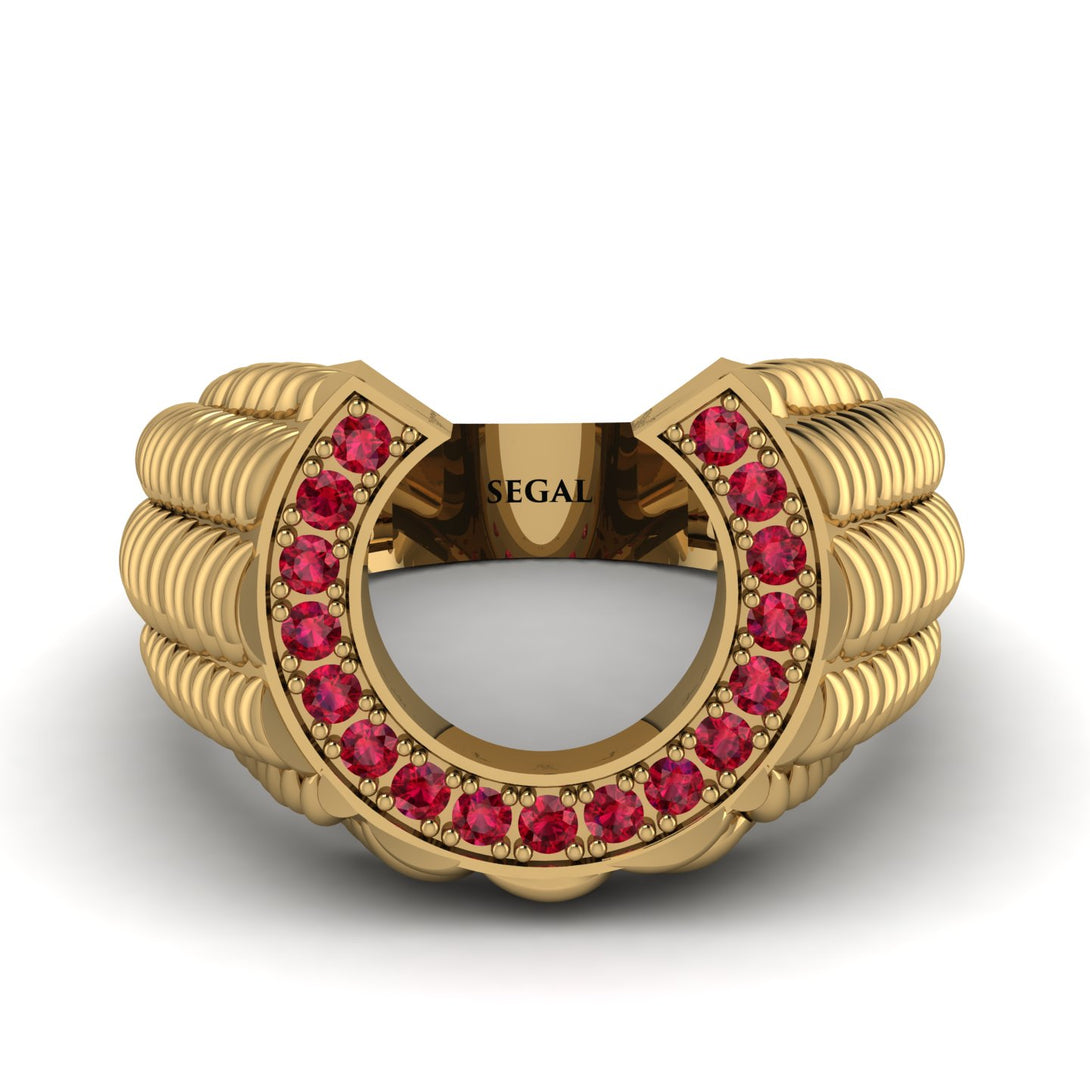 Ruby Men Horseshoe Luck Ring - Gerald No. 10