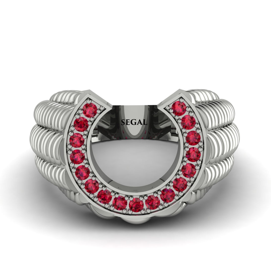 Ruby Men Horseshoe Luck Ring - Gerald No. 12
