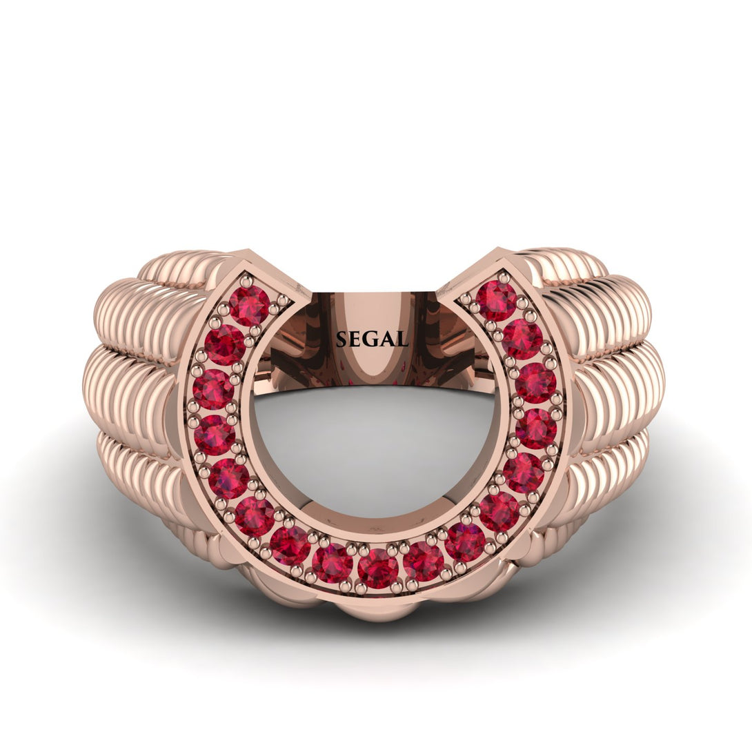 Ruby Men Horseshoe Luck Ring - Gerald No. 11