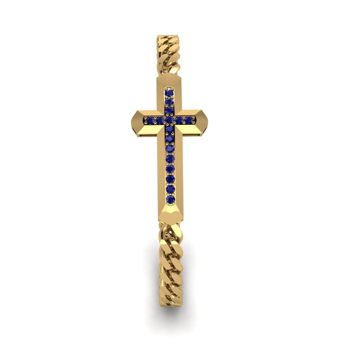 Sapphire Cross Men Chain Bracelet - Nicholas No. 13