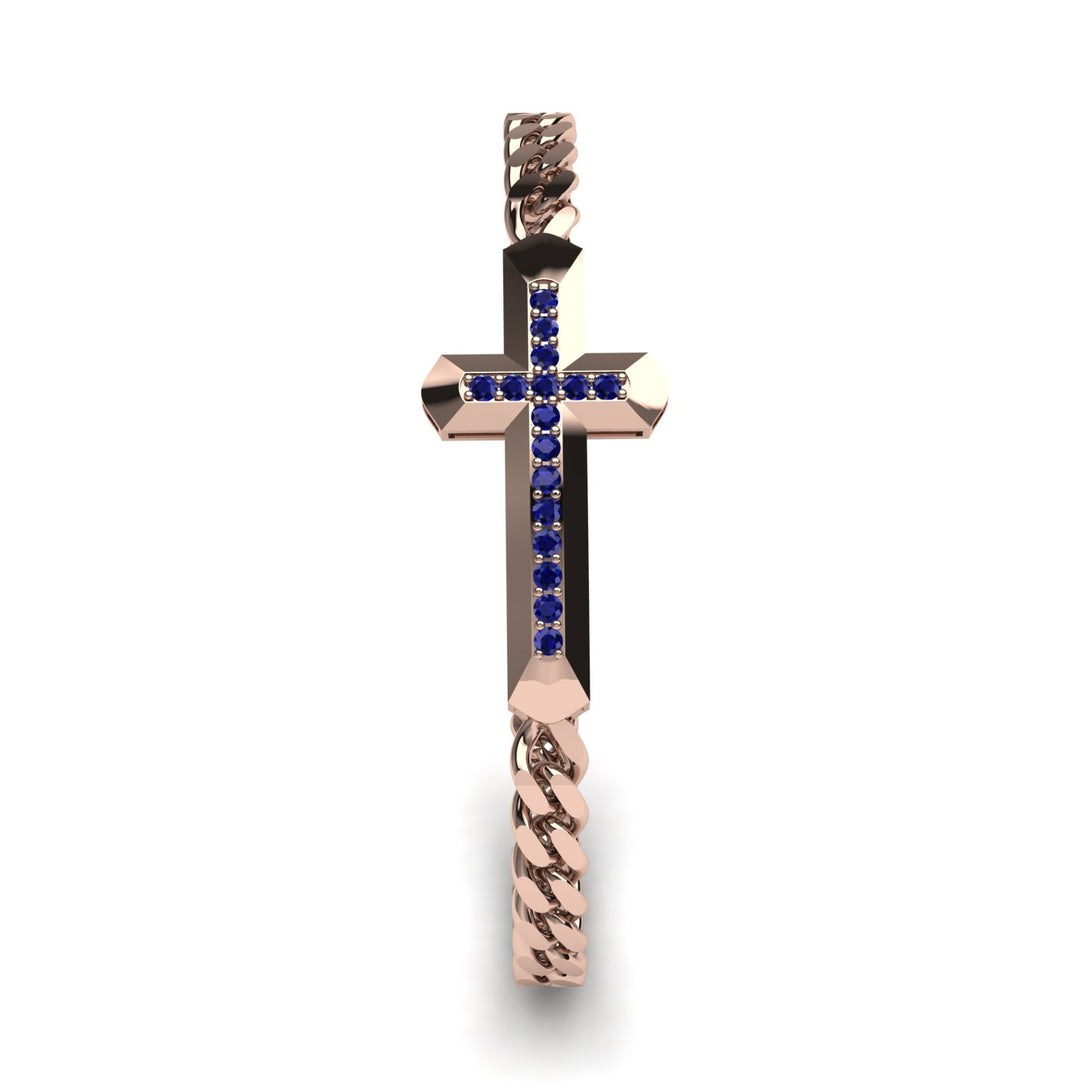 Sapphire Cross Men Chain Bracelet - Nicholas No. 14