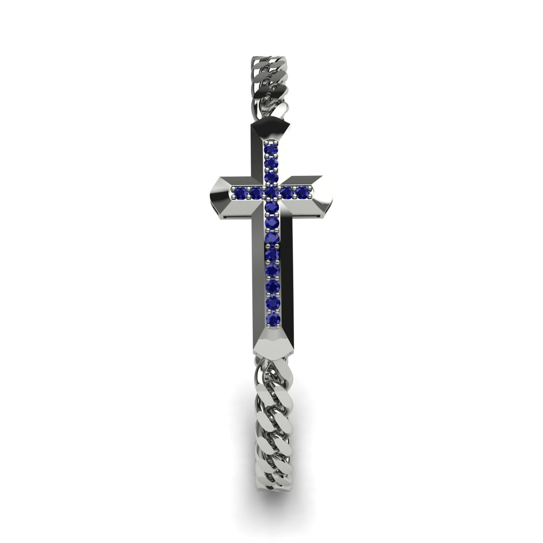 Sapphire Cross Men Chain Bracelet - Nicholas No. 15