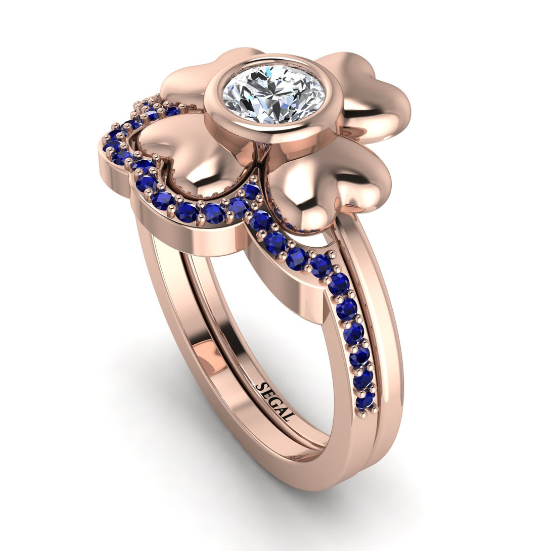 Solid Clower Flower Diamond Bridal Set - Christine No. 62