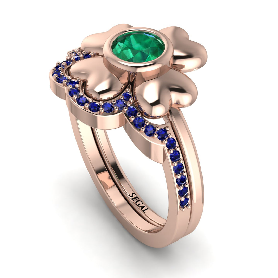 Solid Clower Flower Emerald Bridal Set - Christine No. 65