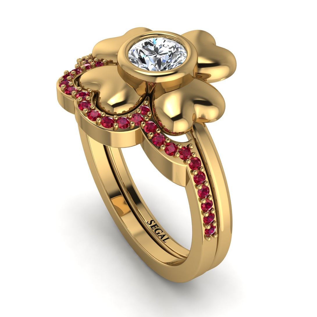 Solid Clower Flower Diamond Bridal Set - Christine No. 46