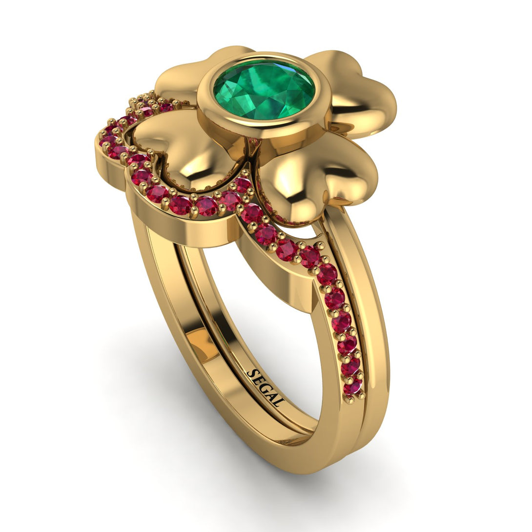 Solid Clower Flower Emerald Bridal Set - Christine No. 49