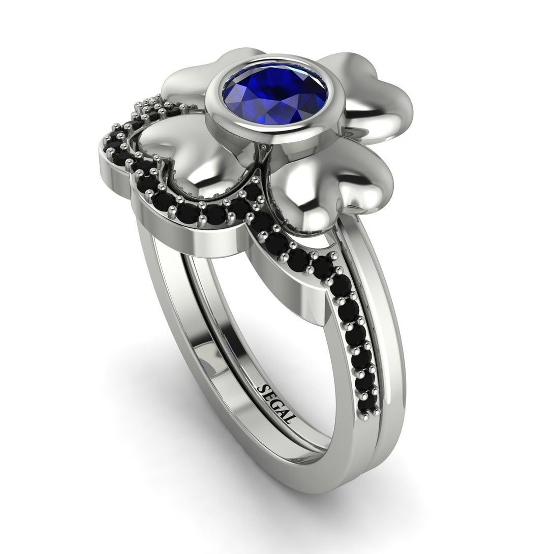 Solid Clower Flower Sapphire Bridal Set - Christine No. 45