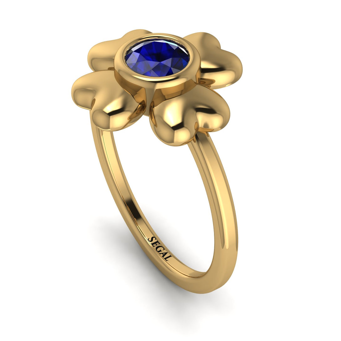 Solid Clower Flower Sapphire Engagement Ring - Christine No. 13