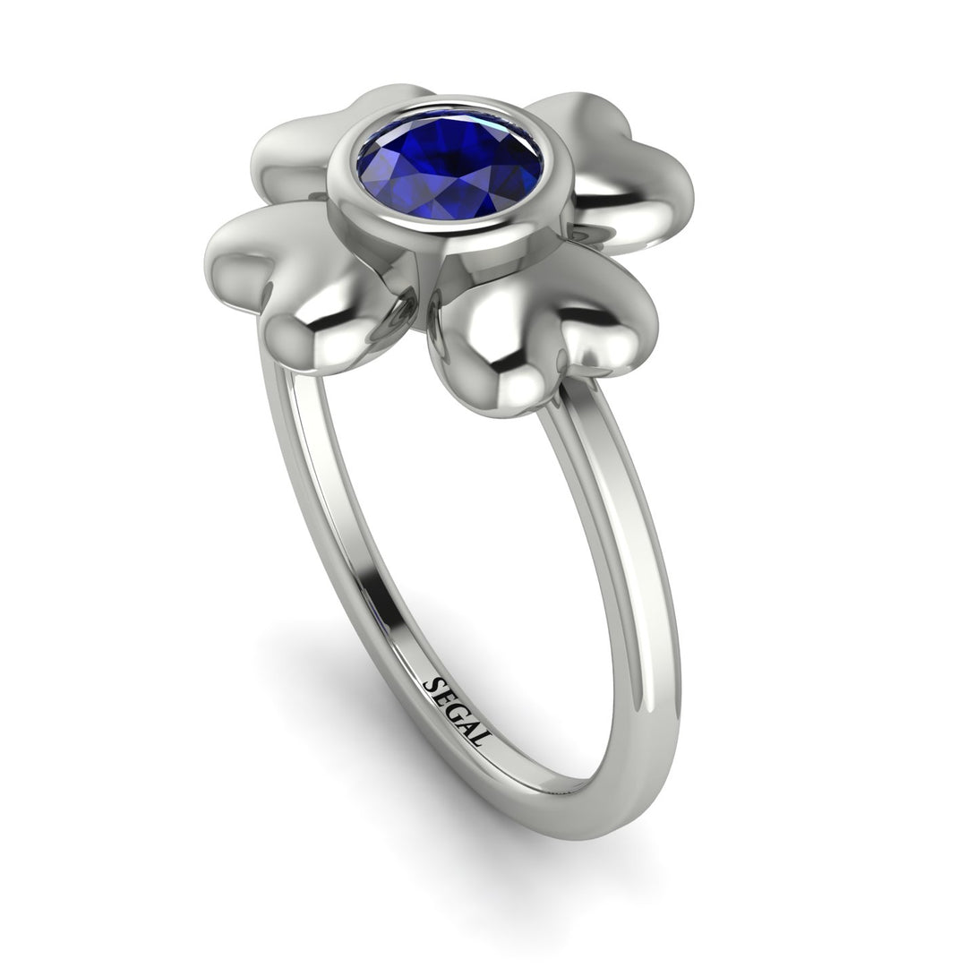 Solid Clower Flower Sapphire Engagement Ring - Christine No. 15