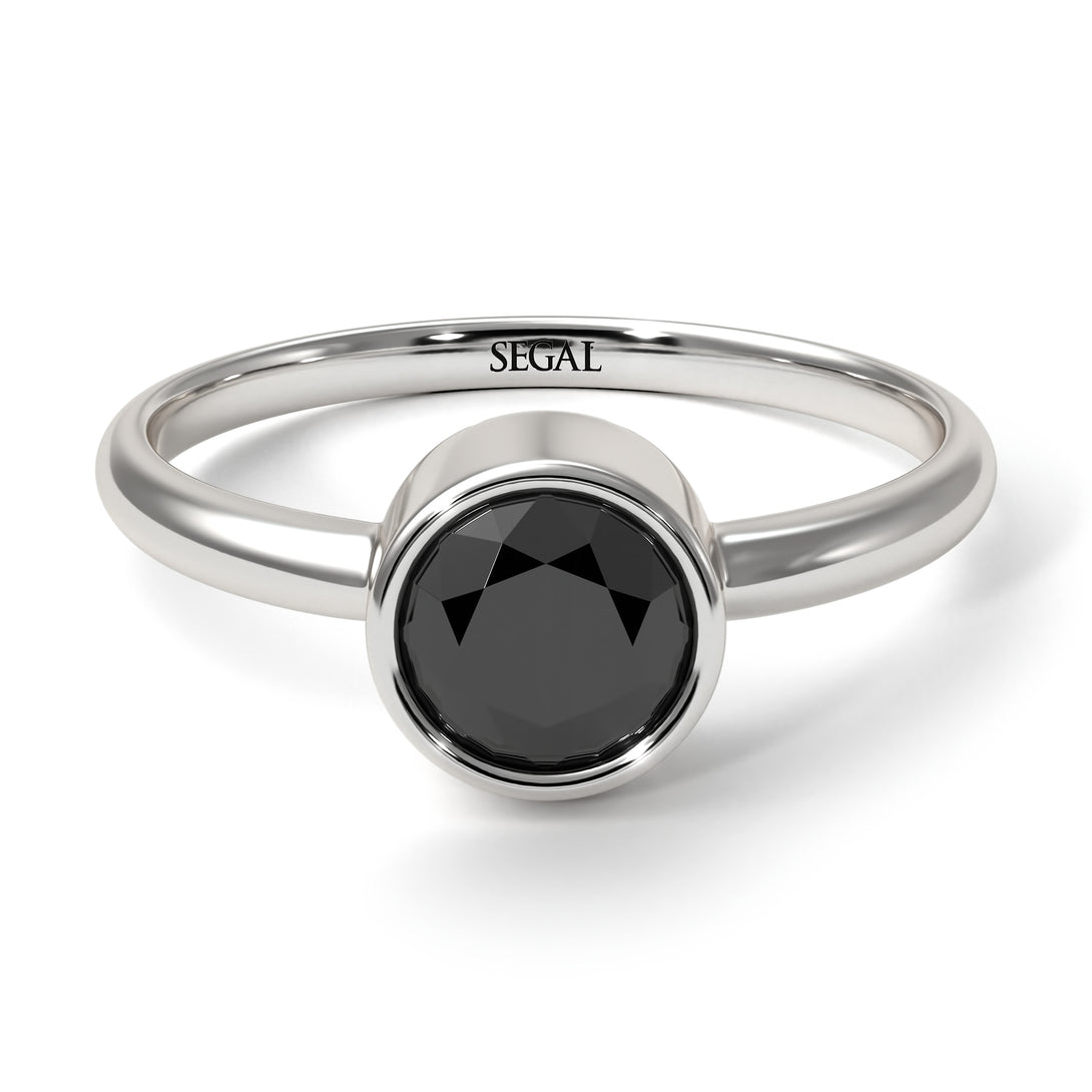 Solitaire Bezel Black Diamond Ring - Emerson No. 9