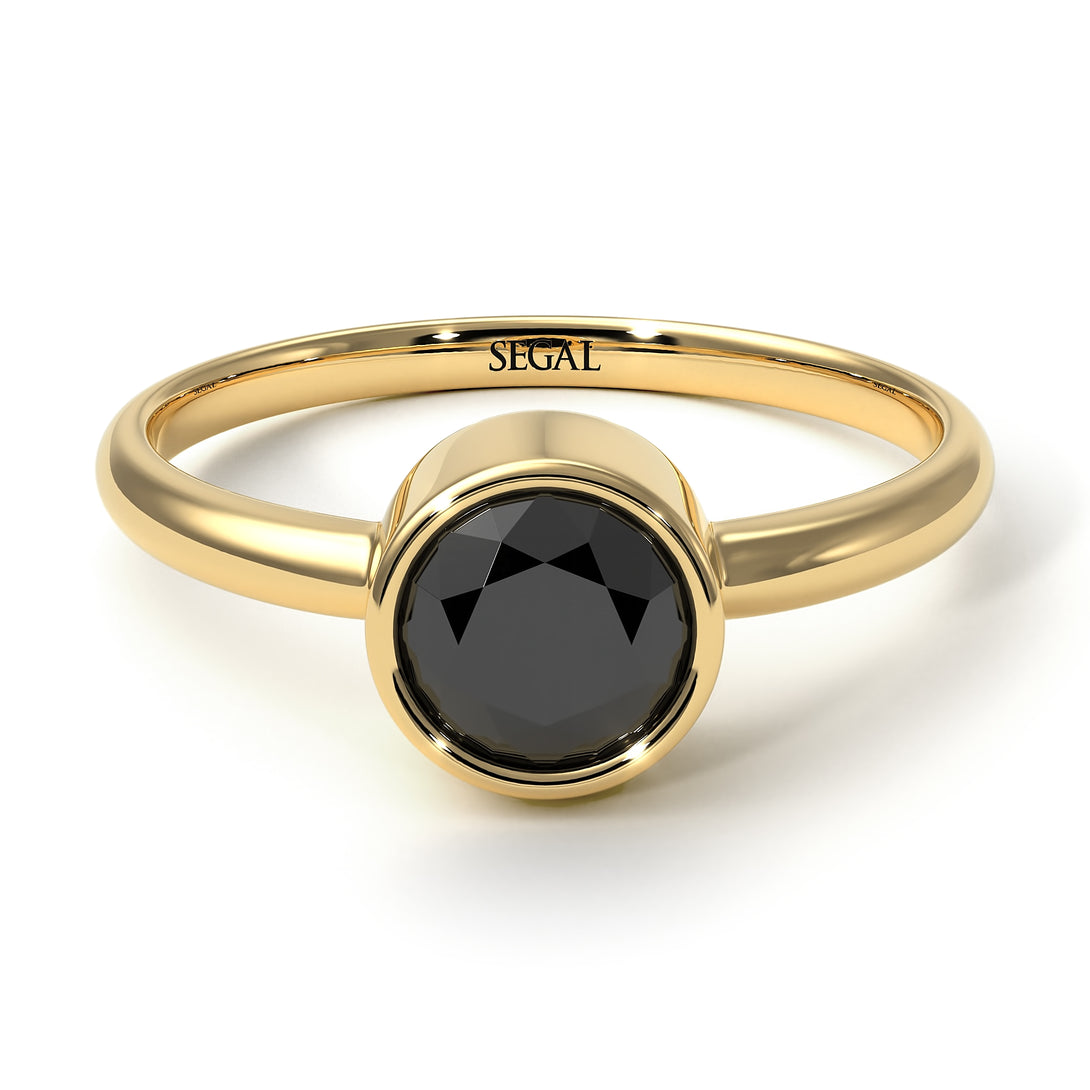 Solitaire Bezel Black Diamond Ring - Emerson No. 7