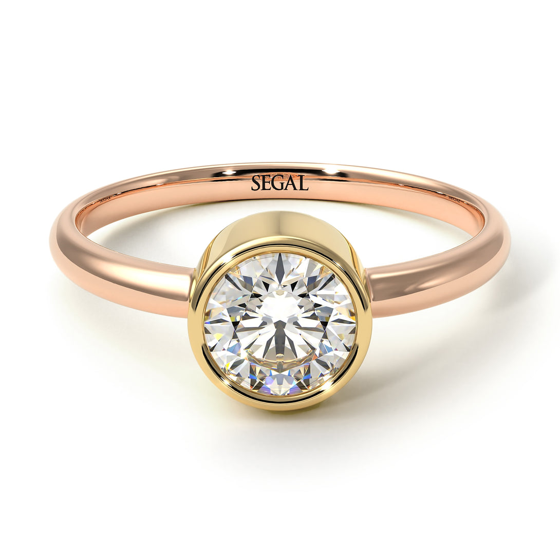 Two Tones Solitaire Bezel Diamond Ring - Emerson No. 16
