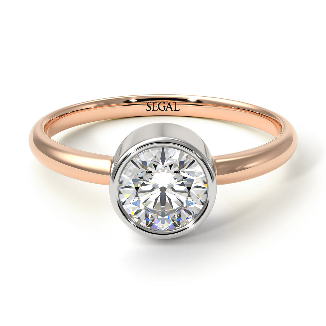 Two Tones Solitaire Bezel Diamond Ring - Emerson No. 18