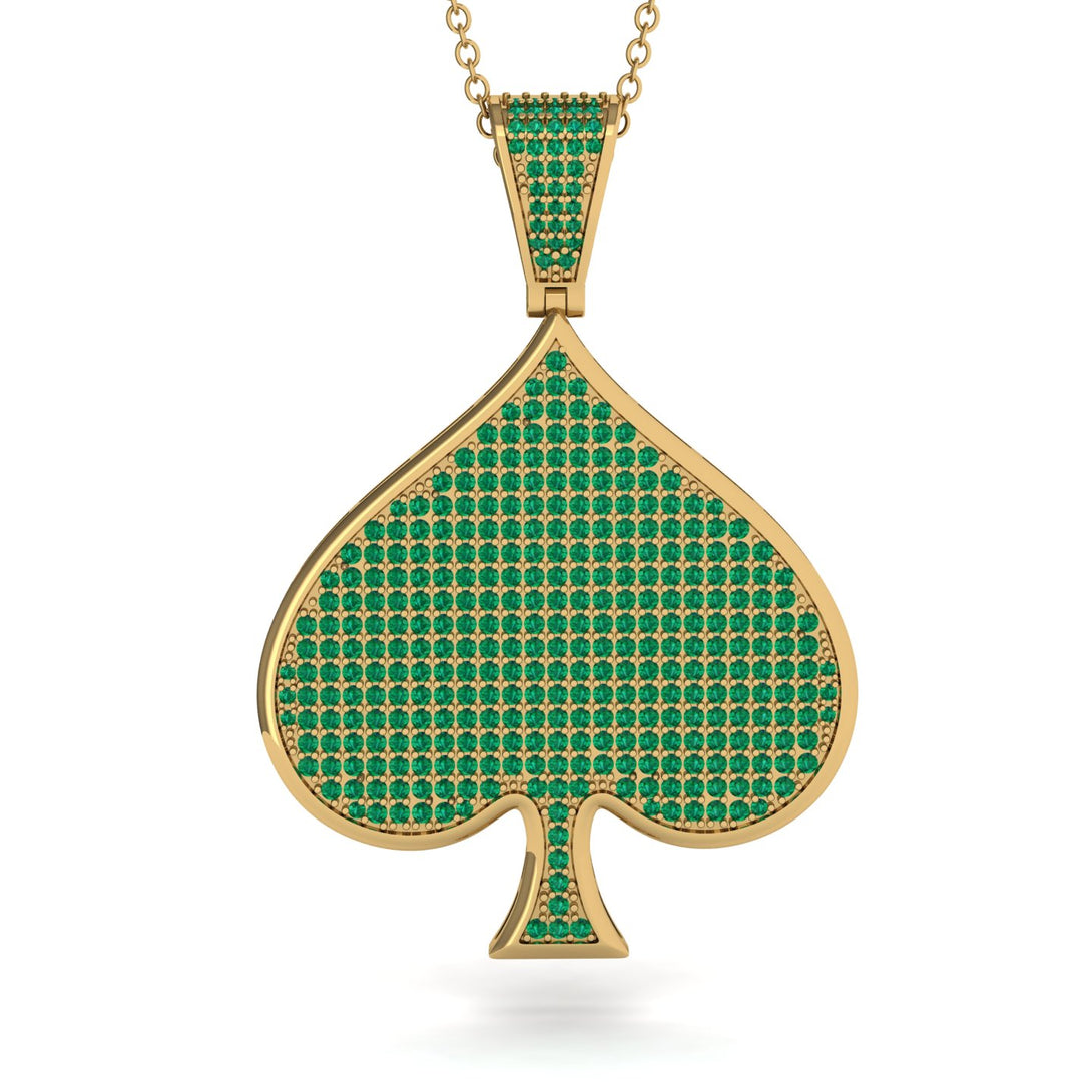Spades Card Shape Emerald Pendant - Jerry No. 4