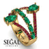 Symmetrical Twist Shank Pear Emerald Ring - Eliza No. 49 image 3