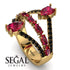 Symmetrical Twist Shank Pear Ruby Ring - Eliza No. 40 image 3