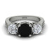 Three Stones Black Diamond Braches Ring - Donna No. 9 image 2