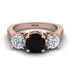 Three Stones Black Diamond Braches Ring - Donna No. 8 image 2