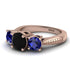 Three Stones Black Diamond Braches Ring - Donna No. 68 image 3