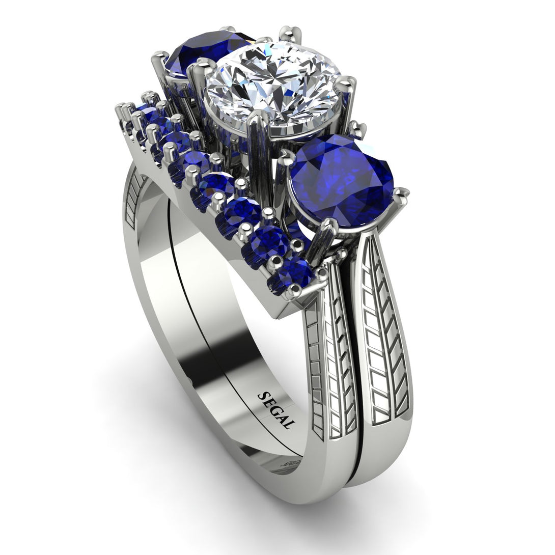 Three Stones Diamond Braches Bridal Set - Donna No. 63
