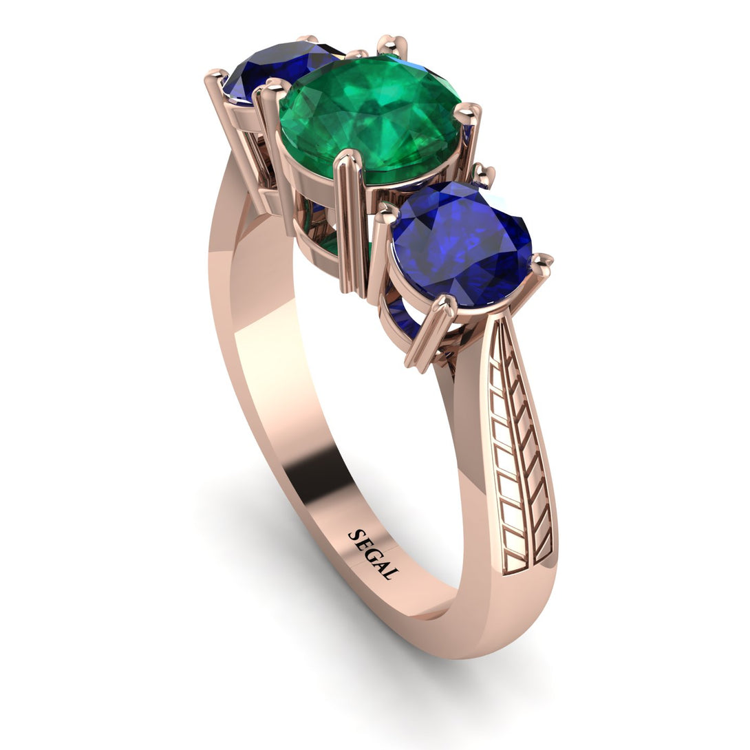 Three Stones Emerald Braches Ring - Donna No. 65