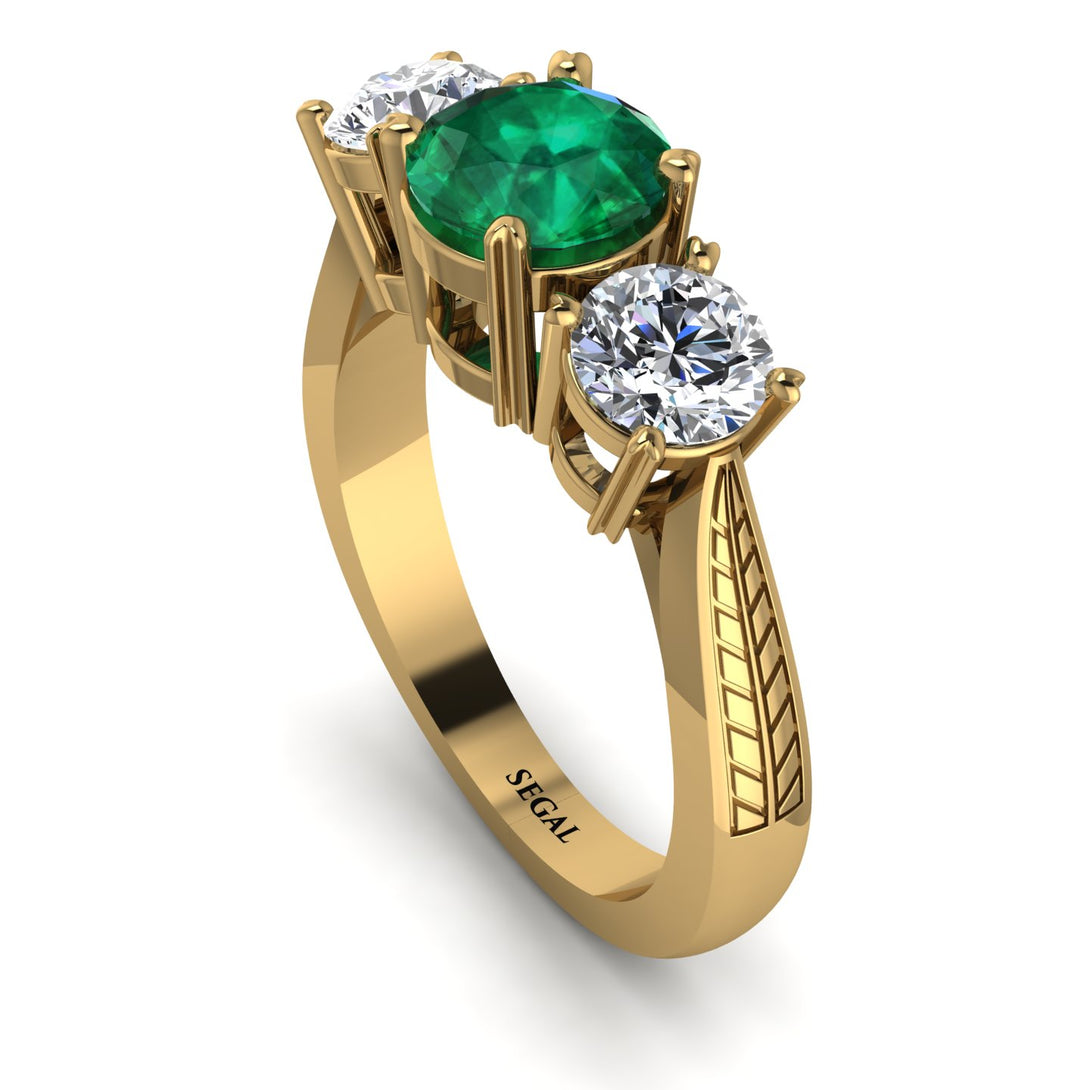 Three Stones Emerald Braches Ring - Donna No. 4