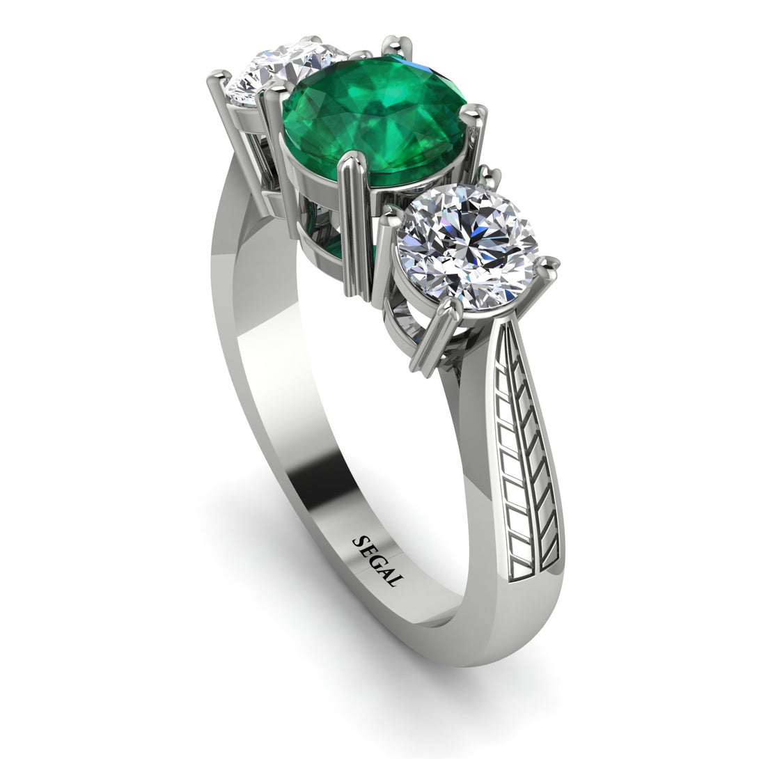 Three Stones Emerald Braches Ring - Donna No. 6