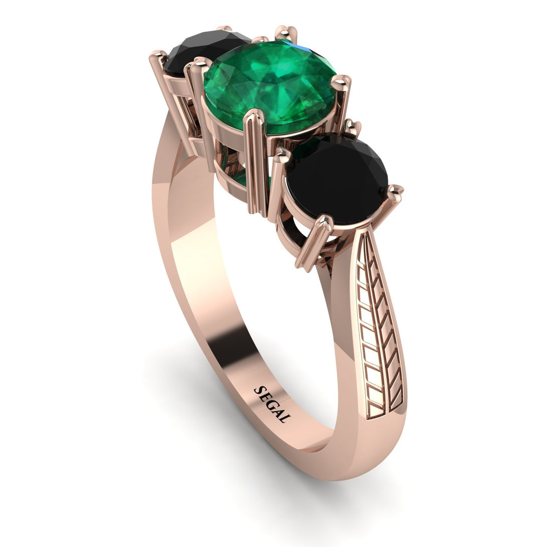 Three Stones Emerald Braches Ring - Donna No. 35