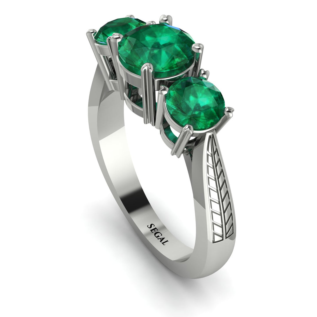 Three Stones Emerald Braches Ring - Donna No. 21