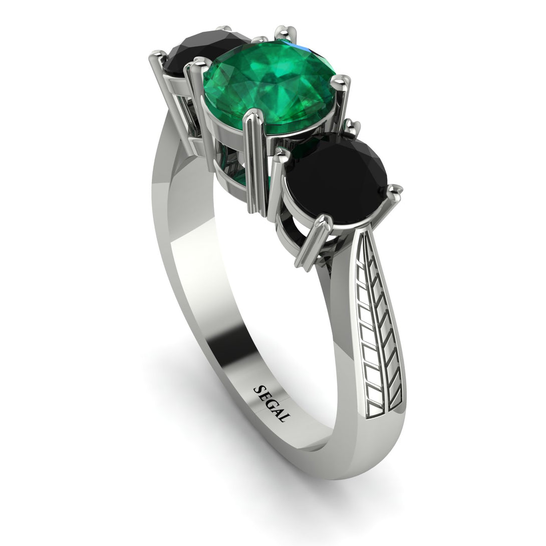 Three Stones Emerald Braches Ring - Donna No. 36