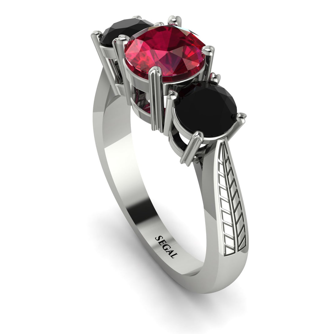 Three Stones Ruby Braches Ring - Donna No. 42
