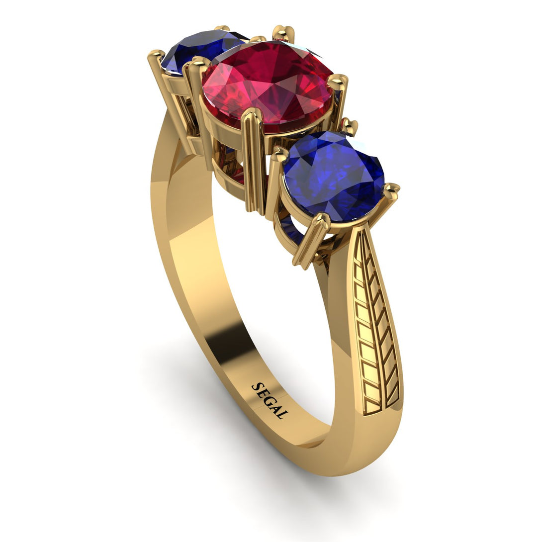 Three Stones Ruby Braches Ring - Donna No. 70