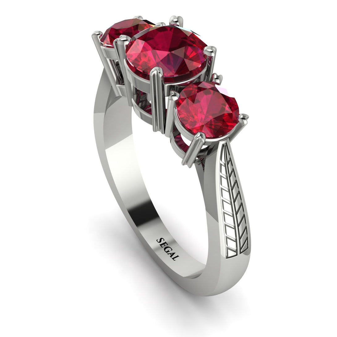Three Stones Ruby Braches Ring - Donna No. 57
