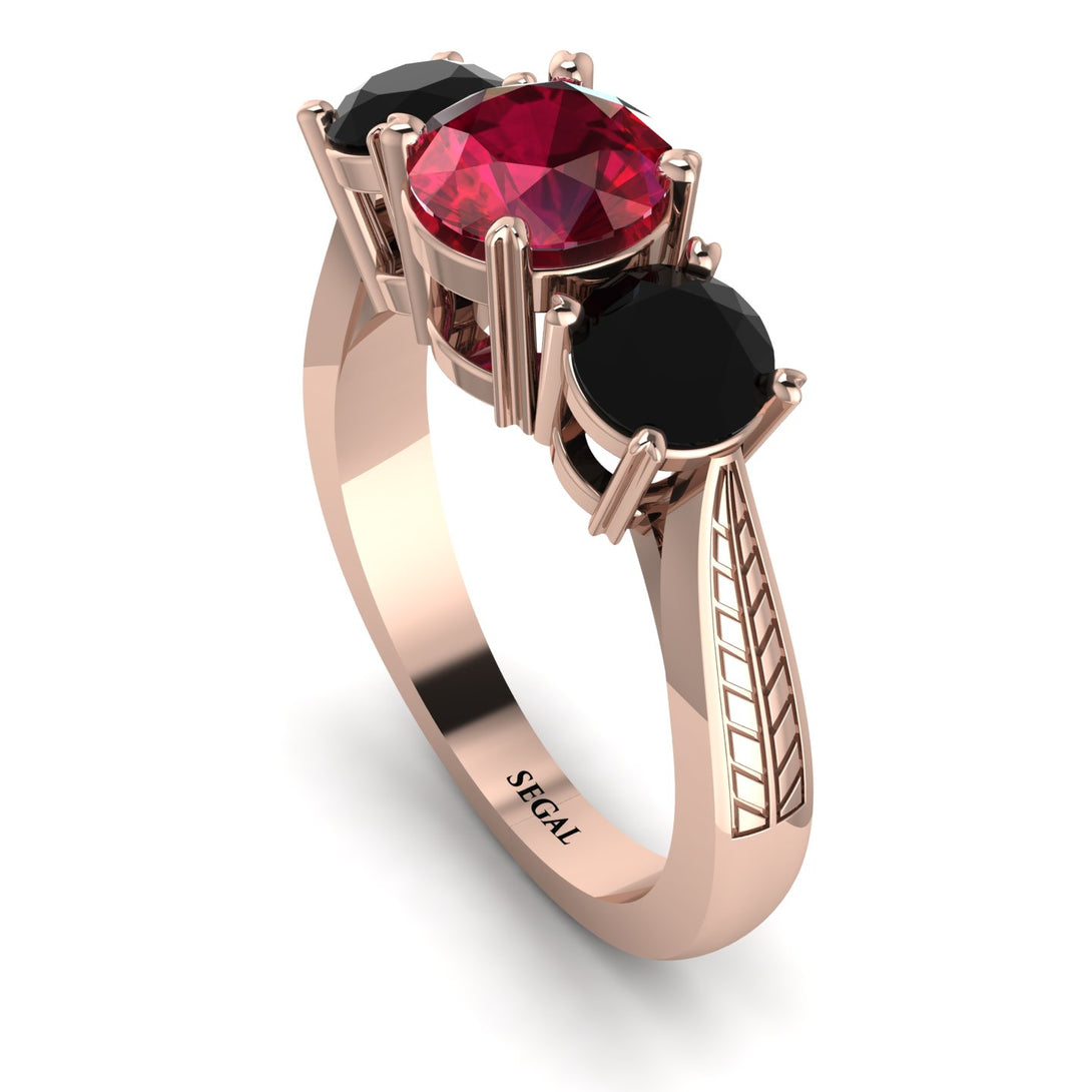 Three Stones Ruby Braches Ring - Donna No. 41