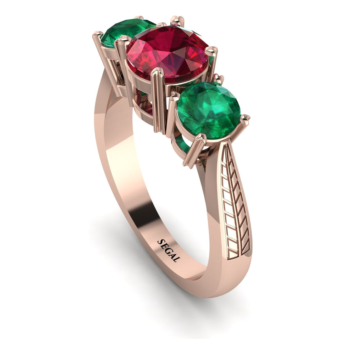 Three Stones Ruby Braches Ring - Donna No. 26