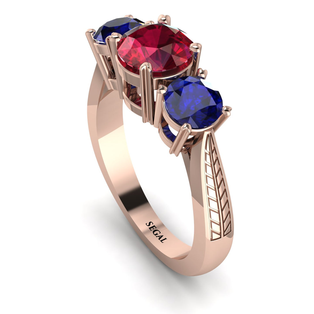 Three Stones Ruby Braches Ring - Donna No. 71