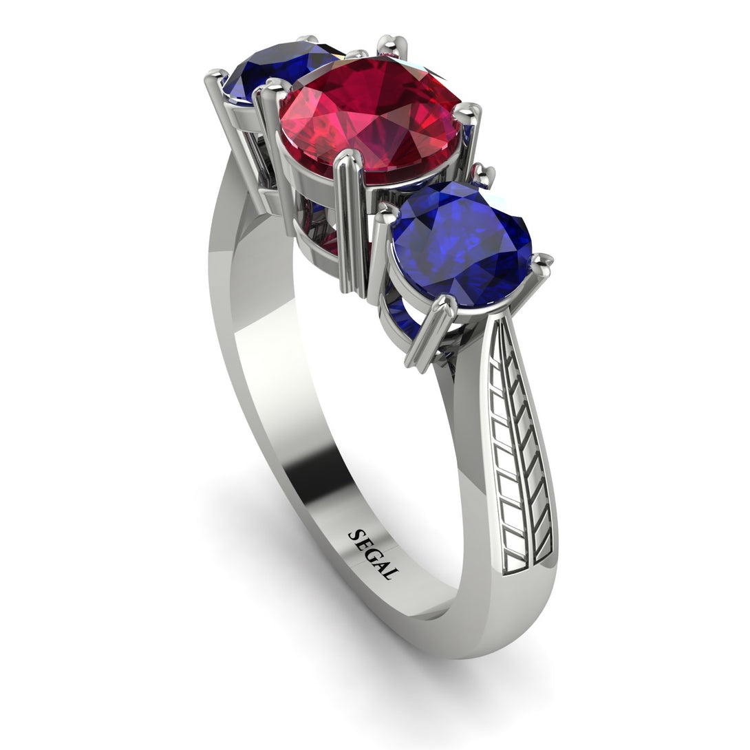 Three Stones Ruby Braches Ring - Donna No. 72