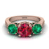 Three Stones Ruby Braches Ring - Donna No. 26 image 2