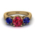 Three Stones Ruby Braches Ring - Donna No. 70 image 2