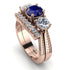 Three Stones Sapphire Braches Bridal Set - Donna No. 14 image 1