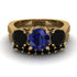 Three Stones Sapphire Braches Bridal Set - Donna No. 43 image 2