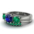 Three Stones Sapphire Braches Bridal Set - Donna No. 30 image 3