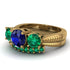Three Stones Sapphire Braches Bridal Set - Donna No. 28 image 3