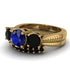 Three Stones Sapphire Braches Bridal Set - Donna No. 43 image 3