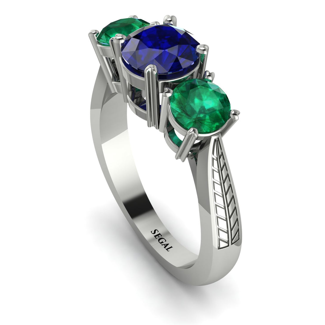 Three Stones Sapphire Braches Ring - Donna No. 30