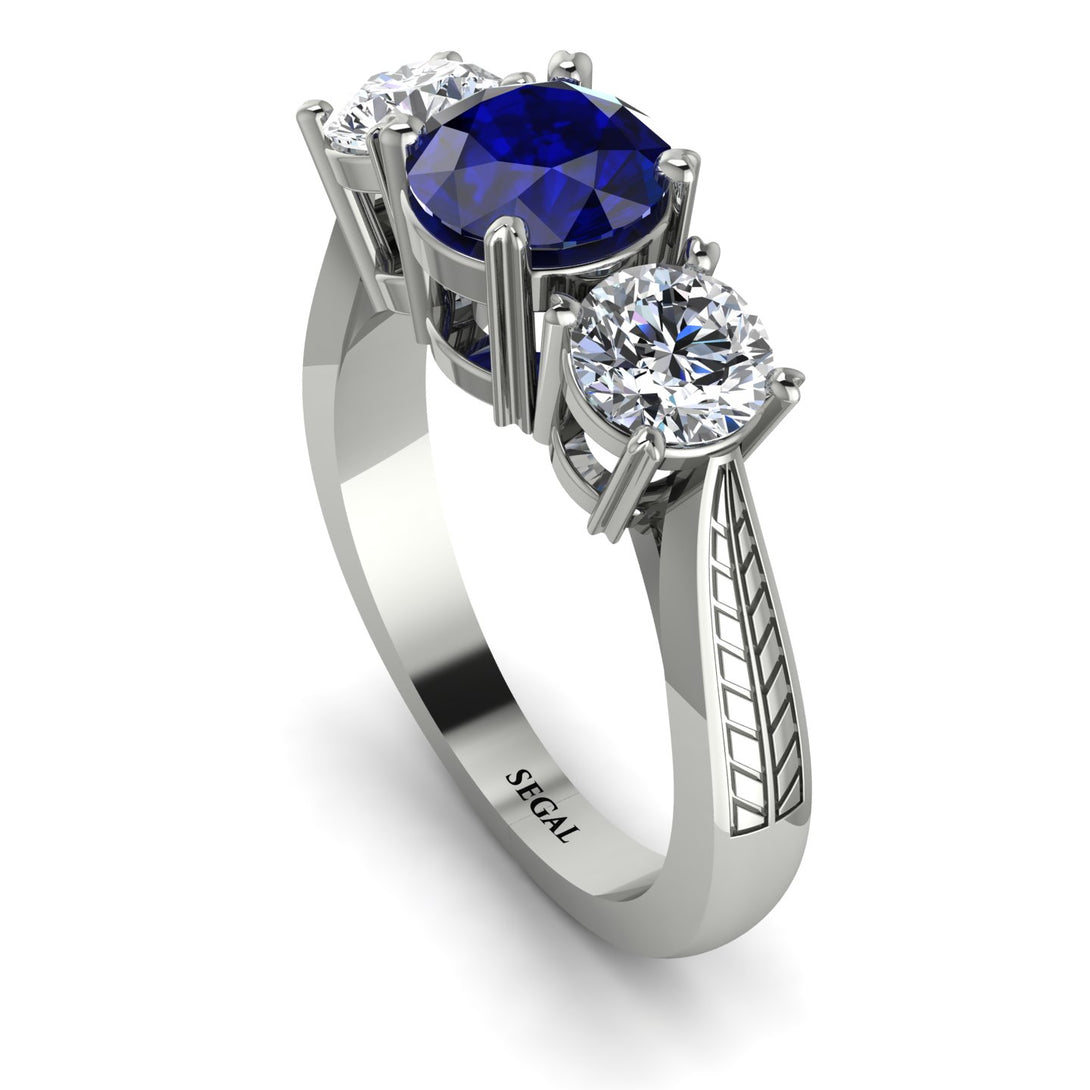 Three Stones Sapphire Braches Ring - Donna No. 15