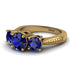 Three Stones Sapphire Braches Ring - Donna No. 73 image 3