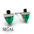 Triangle Emerald Earrings With Round Stone - Estella No. 36 image 9