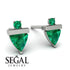 Triangle Emerald Earrings With Round Stone - Estella No. 21 image 9